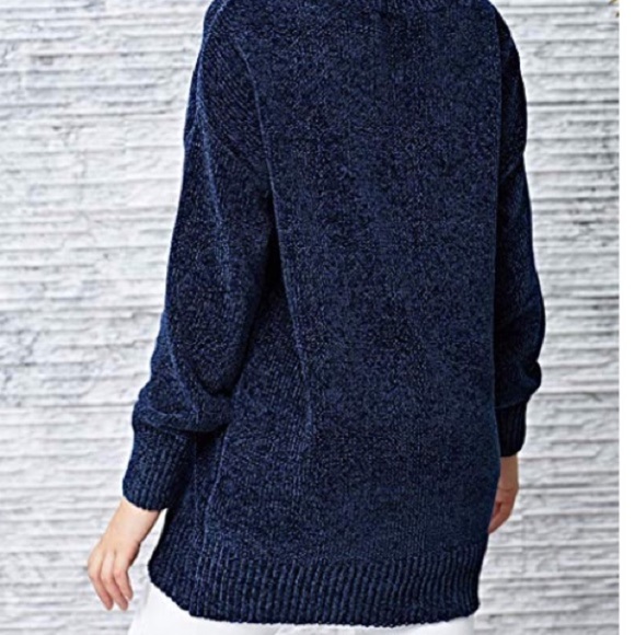 Blue Cozy Velvet Chunky Pullovers Sweater - Picture 3 of 3